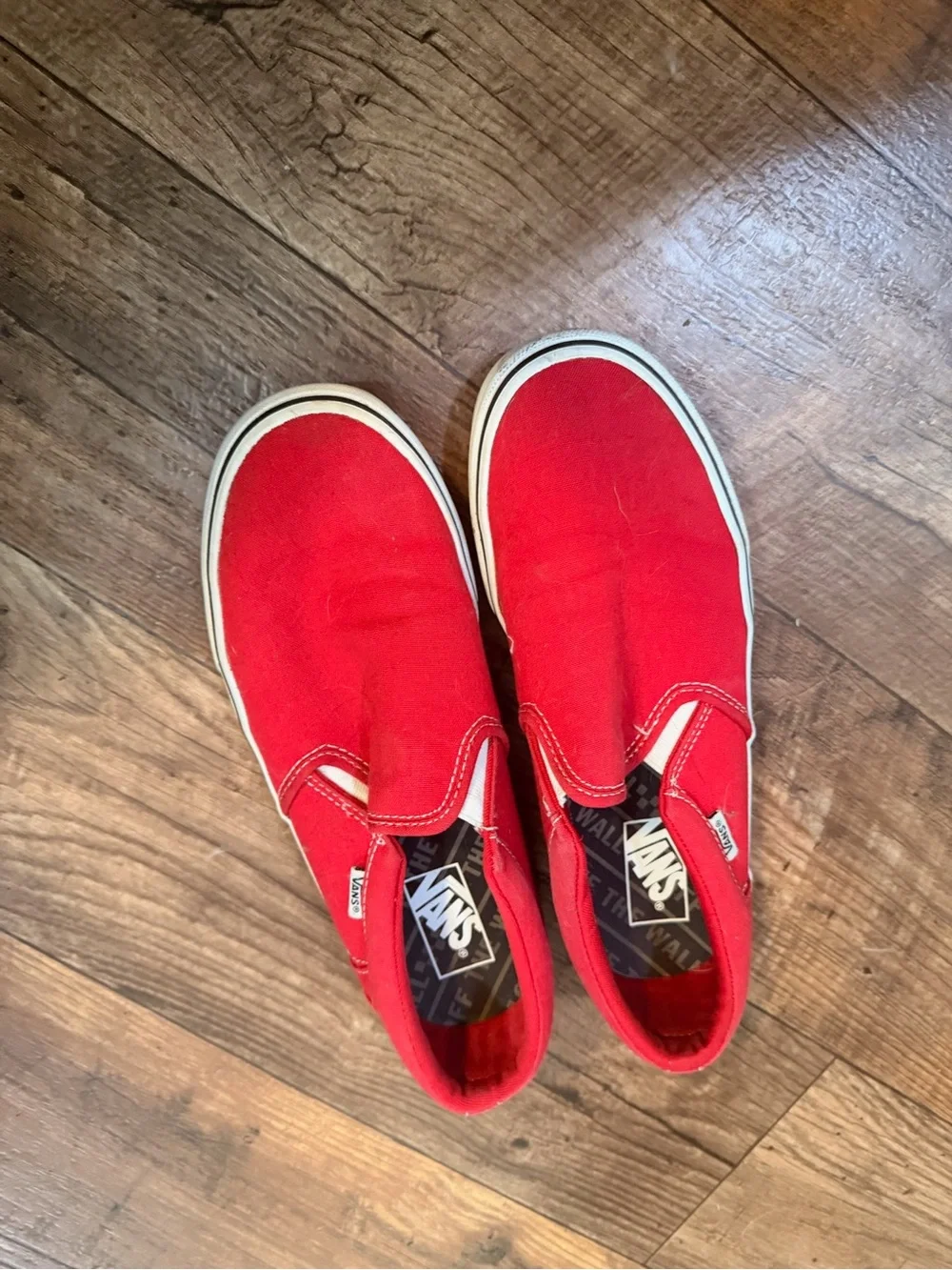 Vans Slip-On Canvas Loafers in Bright Red